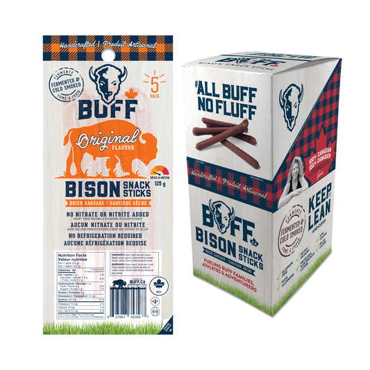Original Flavor 5-Pack - NEW BOX SIZE - Healthy Bison Meat Snack Sticks - BUFF