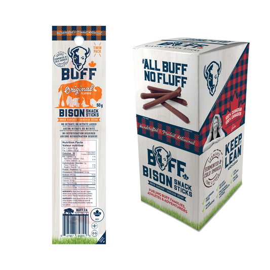 Original Flavor Twin Pack - NEW BOX SIZE - Healthy Bison Meat Snack Sticks - BUFF