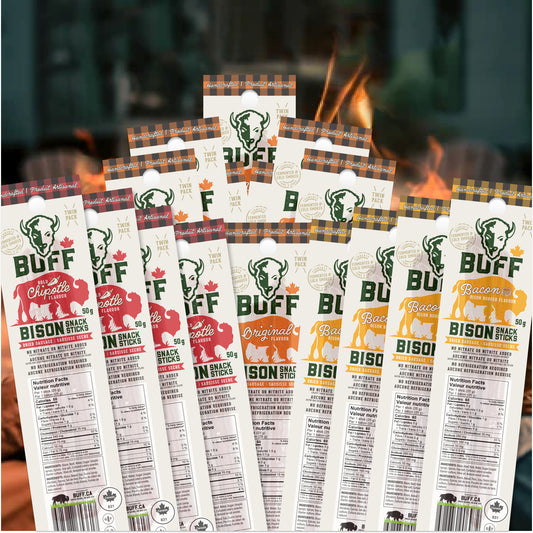 BUFF - Try Them ALL Twin Box - Healthy Bison Meat Snack Sticks - BUFF