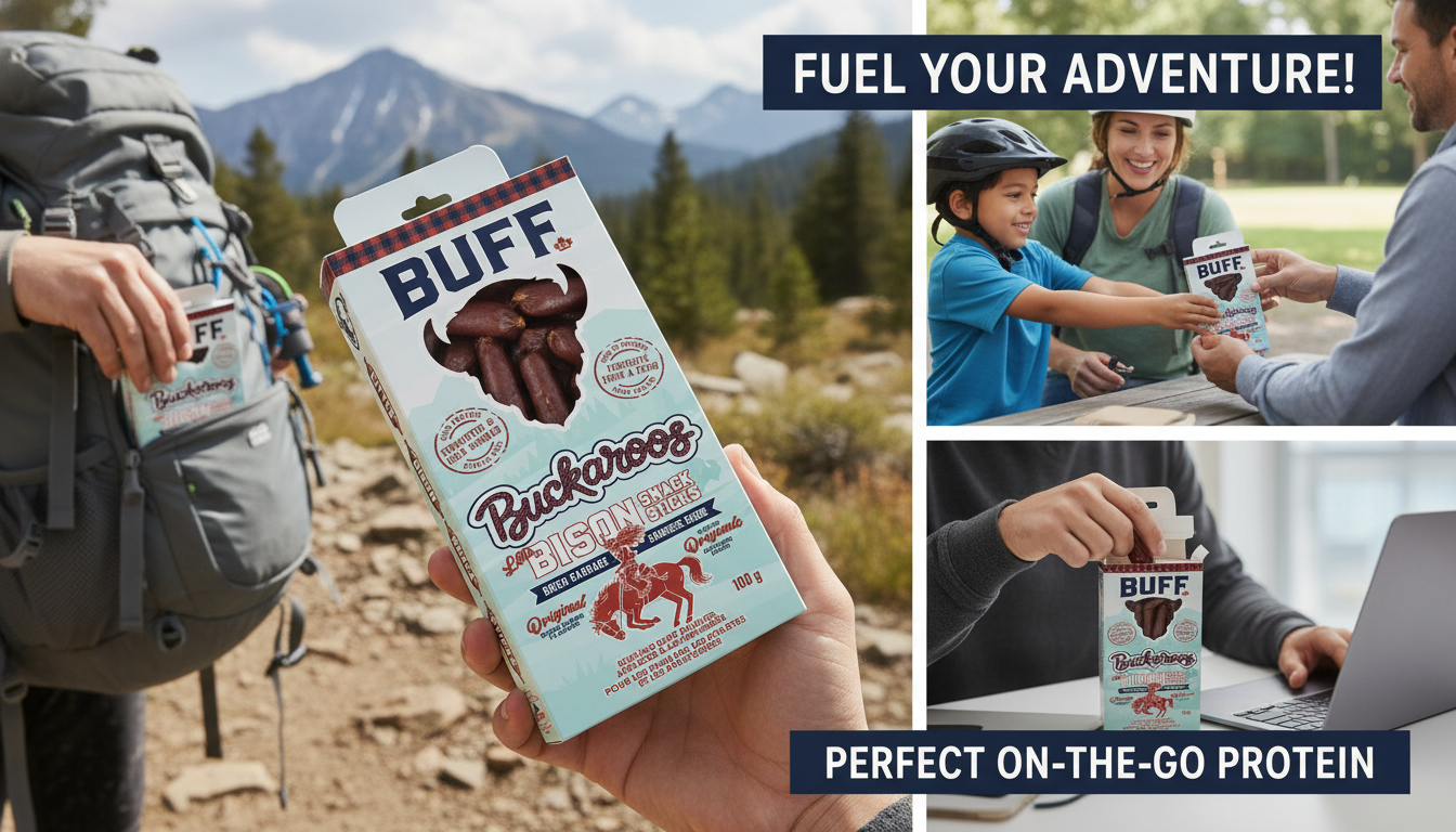 BUCKAROO'S - Healthy Bison Meat Snack Sticks - BUFF